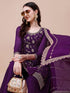 Lavender Viscose Chinon Sharara Suit Acy6937 Back View
